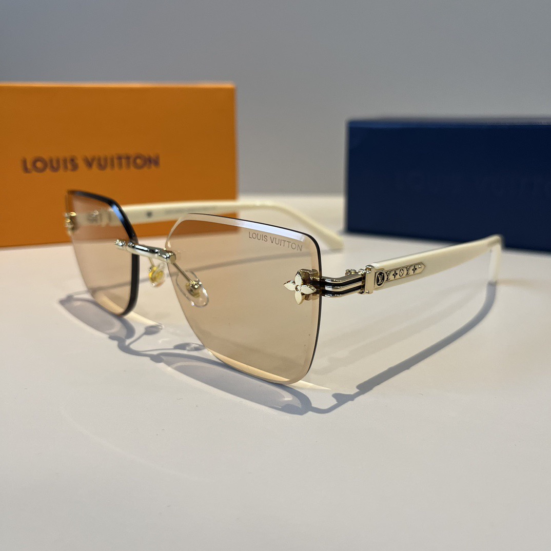 LV Designer Sunglasses Men For Women Oval Frame Metal Mirror Legs Sunglasses Retro Frame Sexy Little Women Fashion Luxury Glasses With Box