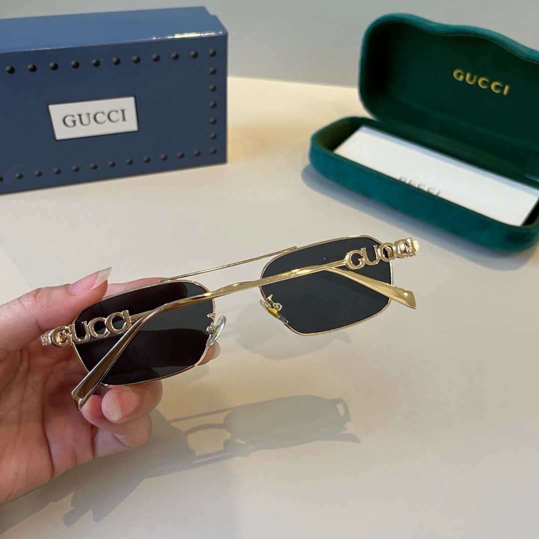 Gucci Designer Sunglasses Men For Women Oval Frame Metal Mirror Legs Sunglasses Retro Frame Sexy Little Women Fashion Luxury Glasses With Box