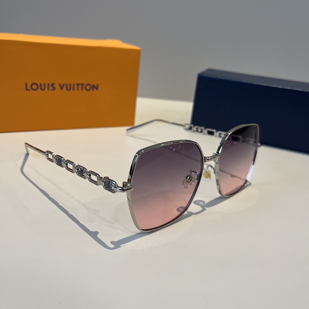 LV Designer Sunglasses Men For Women Oval Frame Metal Mirror Legs Sunglasses Retro Frame Sexy Little Women Fashion Luxury Glasses With Box