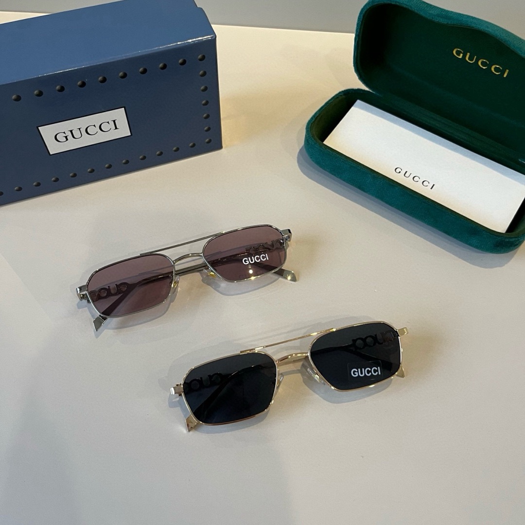 Gucci Designer Sunglasses Men For Women Oval Frame Metal Mirror Legs Sunglasses Retro Frame Sexy Little Women Fashion Luxury Glasses With Box
