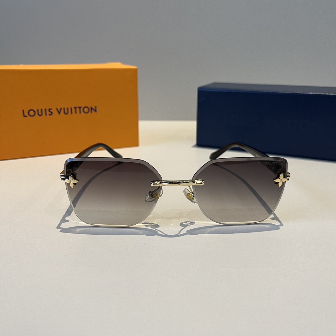 LV Designer Sunglasses Men For Women Oval Frame Metal Mirror Legs Sunglasses Retro Frame Sexy Little Women Fashion Luxury Glasses With Box