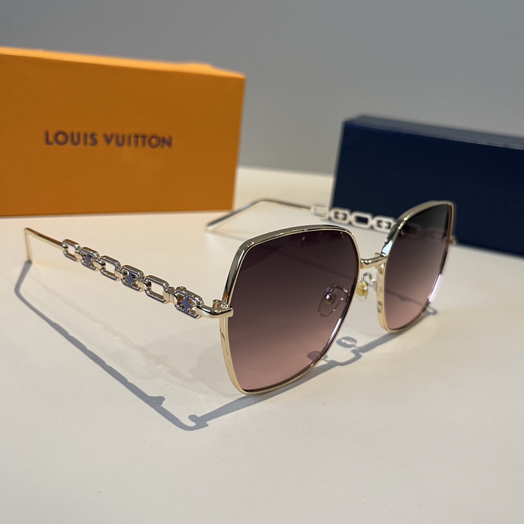 LV Designer Sunglasses Men For Women Oval Frame Metal Mirror Legs Sunglasses Retro Frame Sexy Little Women Fashion Luxury Glasses With Box