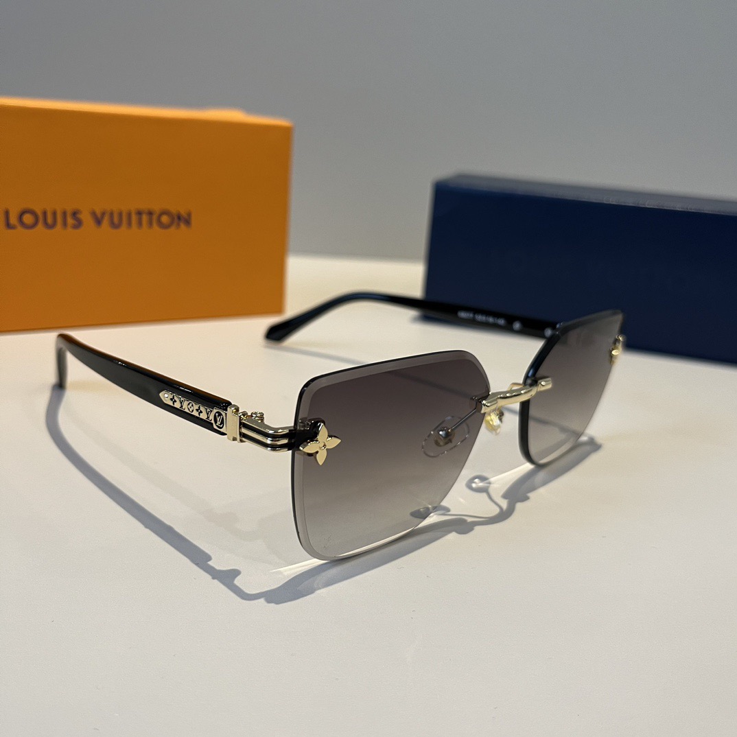 LV Designer Sunglasses Men For Women Oval Frame Metal Mirror Legs Sunglasses Retro Frame Sexy Little Women Fashion Luxury Glasses With Box
