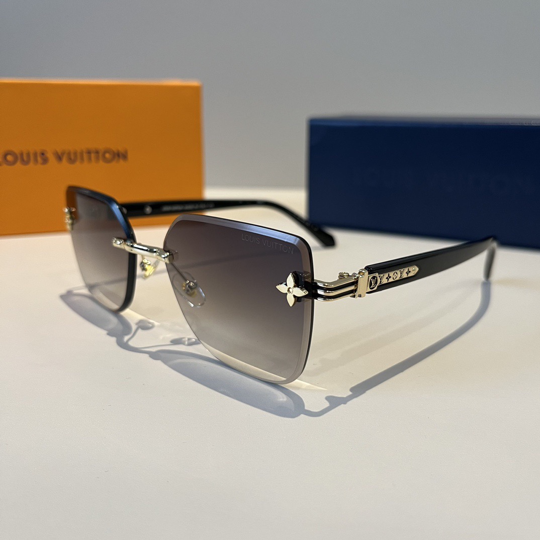 LV Designer Sunglasses Men For Women Oval Frame Metal Mirror Legs Sunglasses Retro Frame Sexy Little Women Fashion Luxury Glasses With Box