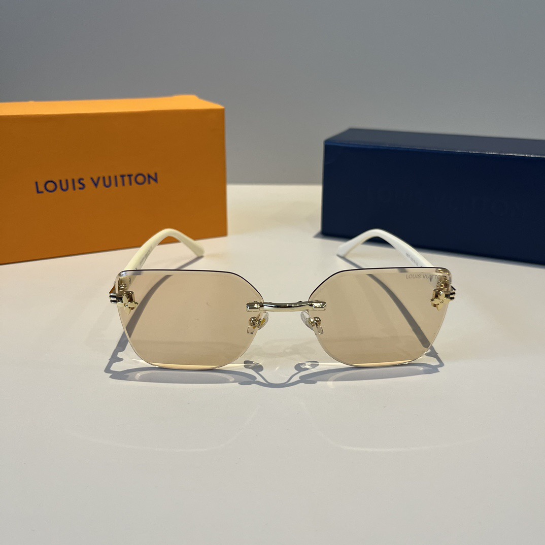LV Designer Sunglasses Men For Women Oval Frame Metal Mirror Legs Sunglasses Retro Frame Sexy Little Women Fashion Luxury Glasses With Box