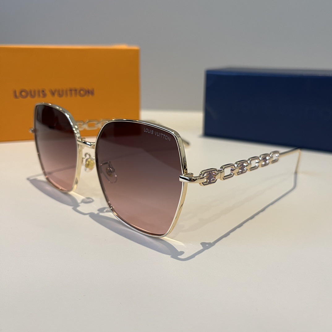 LV Designer Sunglasses Men For Women Oval Frame Metal Mirror Legs Sunglasses Retro Frame Sexy Little Women Fashion Luxury Glasses With Box