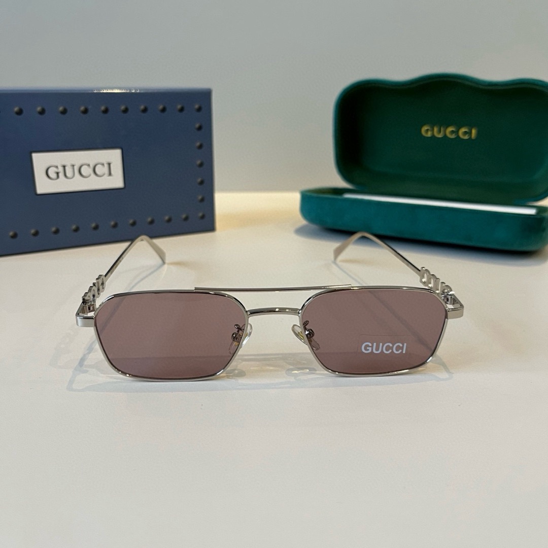 Gucci Designer Sunglasses Men For Women Oval Frame Metal Mirror Legs Sunglasses Retro Frame Sexy Little Women Fashion Luxury Glasses With Box