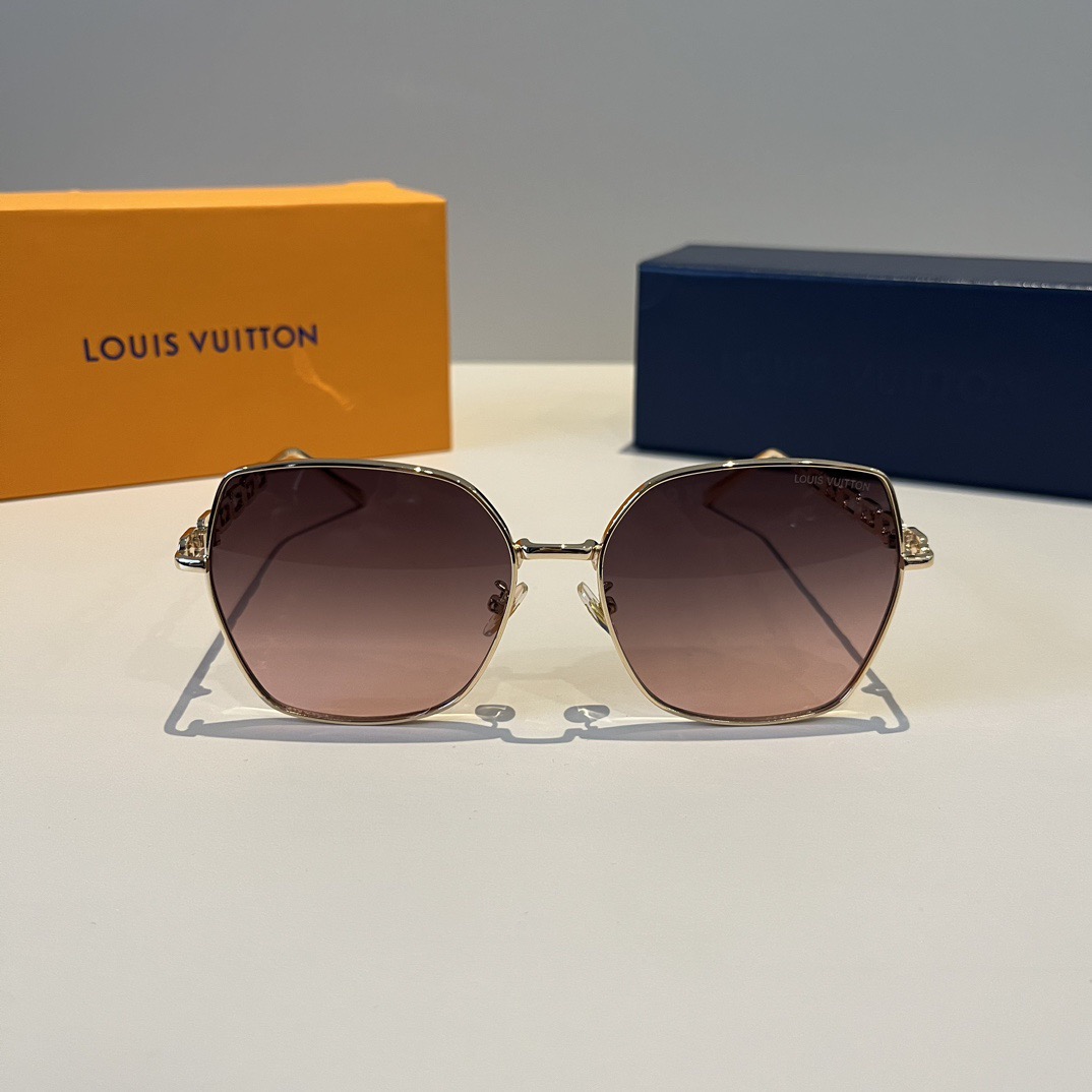 LV Designer Sunglasses Men For Women Oval Frame Metal Mirror Legs Sunglasses Retro Frame Sexy Little Women Fashion Luxury Glasses With Box