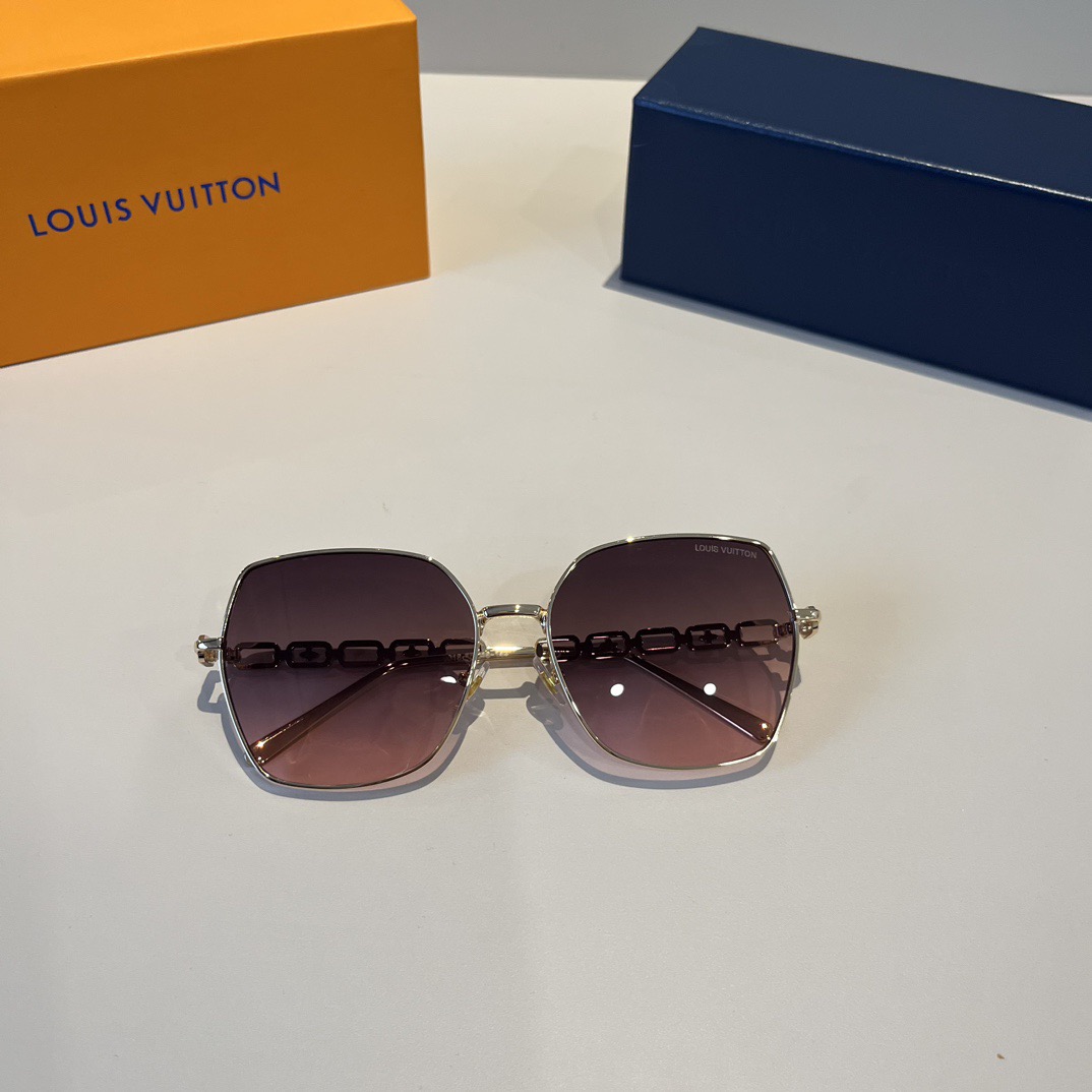 LV Designer Sunglasses Men For Women Oval Frame Metal Mirror Legs Sunglasses Retro Frame Sexy Little Women Fashion Luxury Glasses With Box
