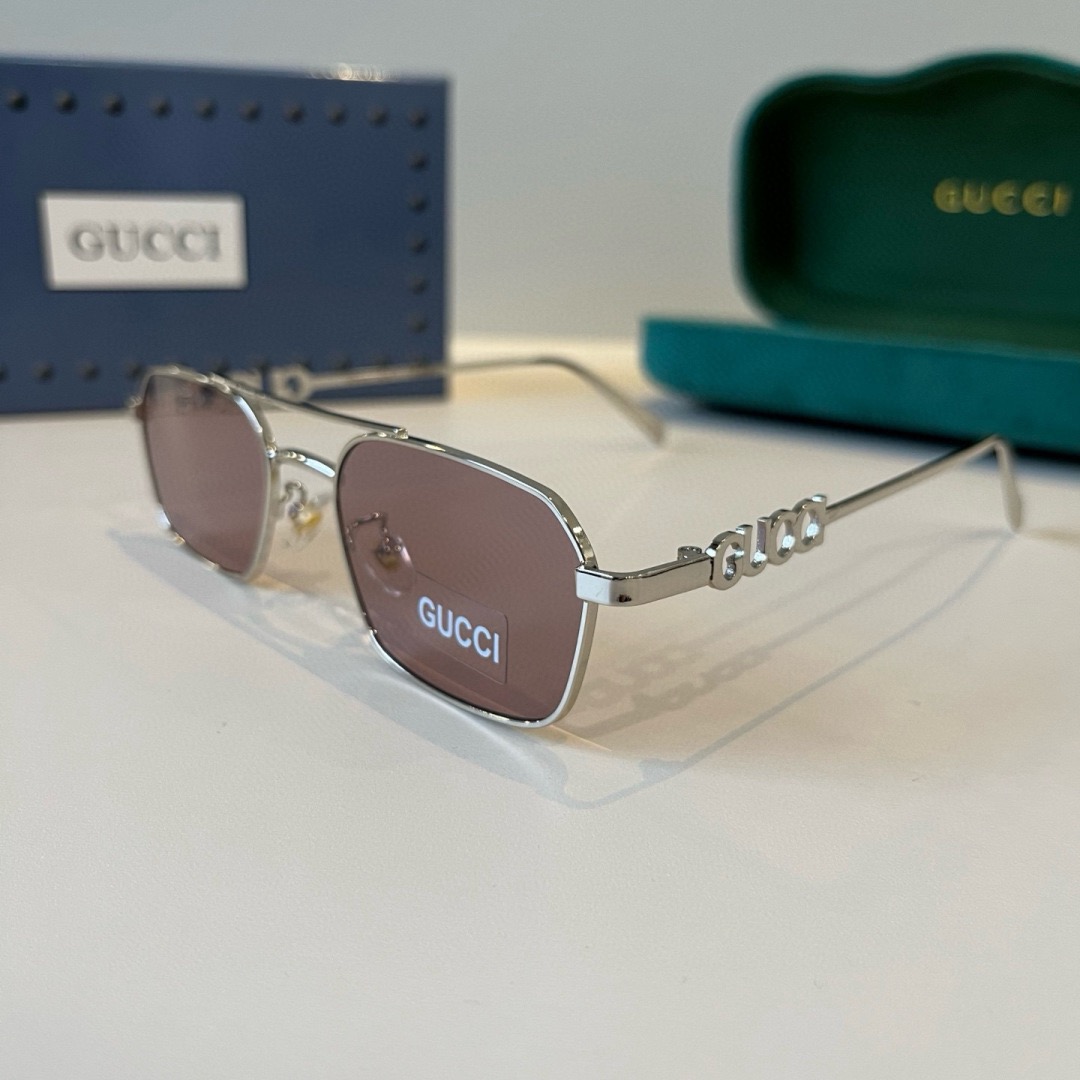 Gucci Designer Sunglasses Men For Women Oval Frame Metal Mirror Legs Sunglasses Retro Frame Sexy Little Women Fashion Luxury Glasses With Box