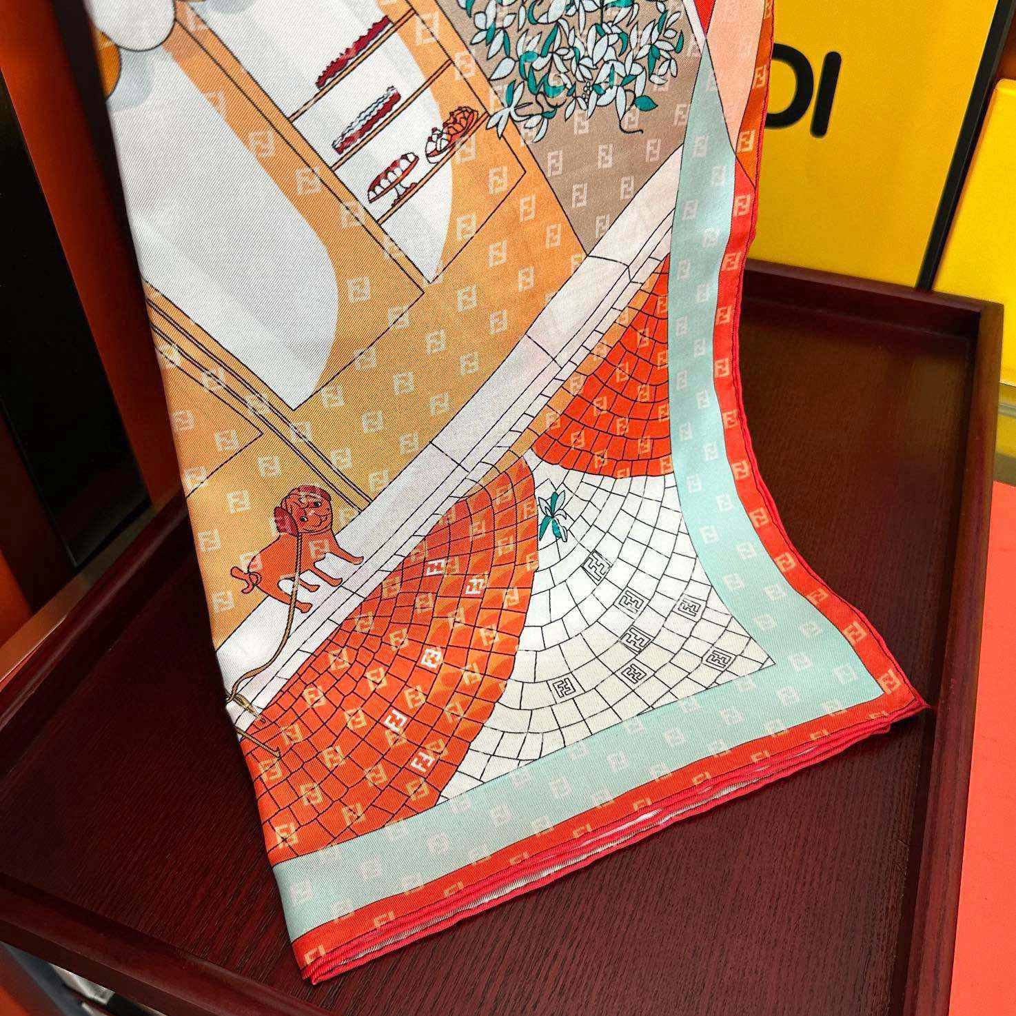 FENDI Designer Silk Scarf For Women Luxurious Scarf High End Classic Print Pattern Designer Shawl Scarves New Gift Easy To Match Soft Touch Silk Color-Blocking Fringed Edges With Box