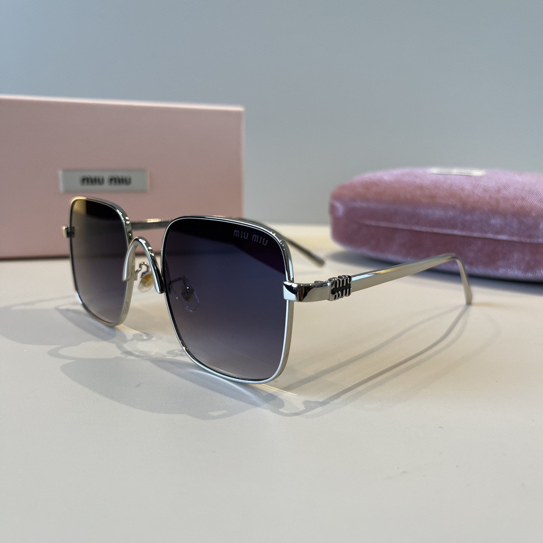 MIU MIU Designer Sunglasses Men For Women Oval Frame Metal Mirror Legs Sunglasses Retro Frame Sexy Little Women Fashion Luxury Glasses With Box