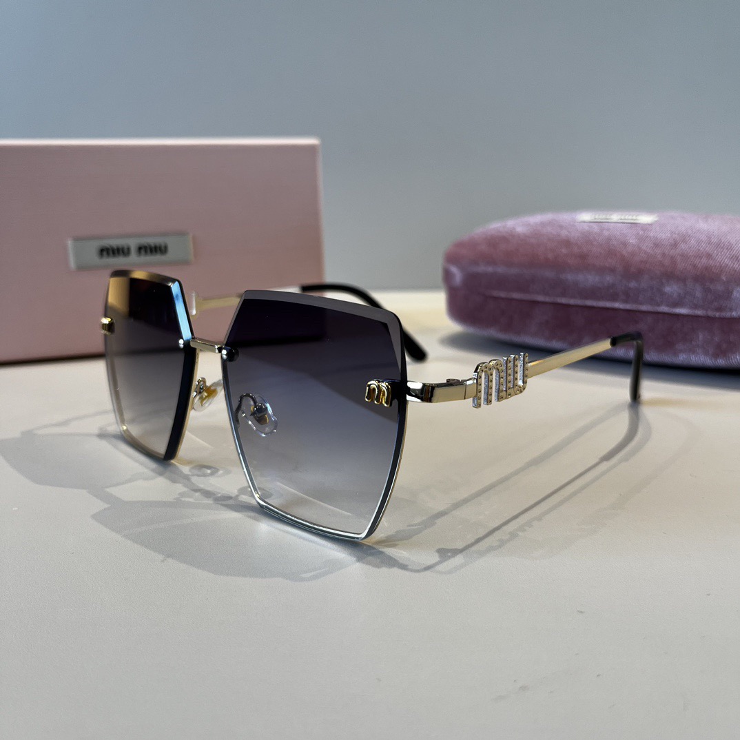 MIU MIU Designer Sunglasses For Women Luxury Mens Sunglasses Classic Rectangular Metal Frame Glasses Goggle Outdoor Beach Sun Protection Glasses Driving Sun Glasses