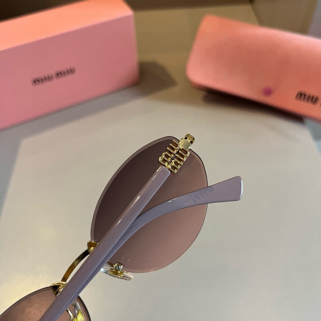 MIU MIU Designer Sunglasses Men For Women Oval Frame Metal Mirror Legs Sunglasses Retro Frame Sexy Little Women Fashion Luxury Glasses With Box