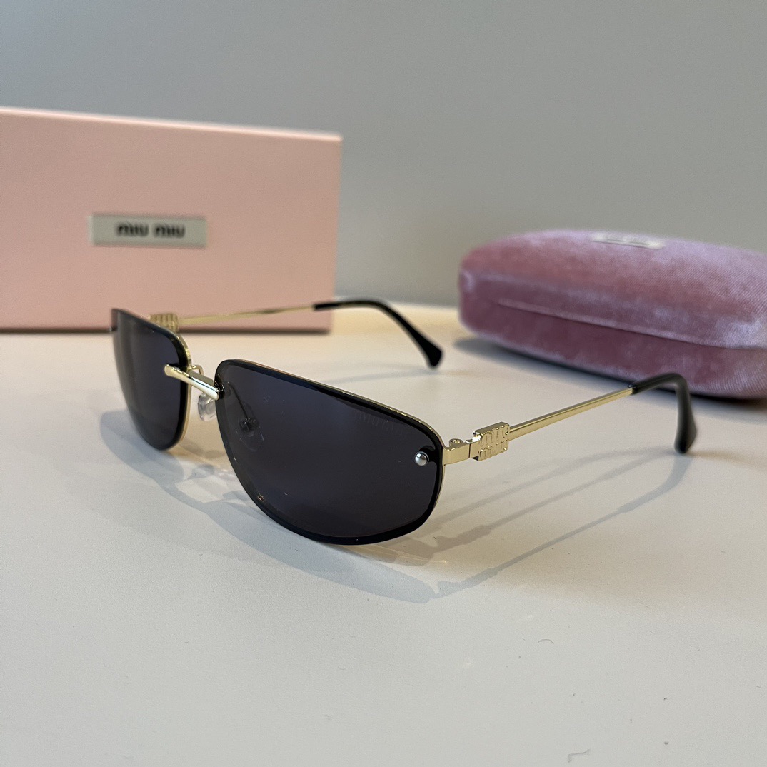 MIU MIU Designer Sunglasses Men For Women Oval Frame Metal Mirror Legs Sunglasses Retro Frame Sexy Little Women Fashion Luxury Glasses With Box