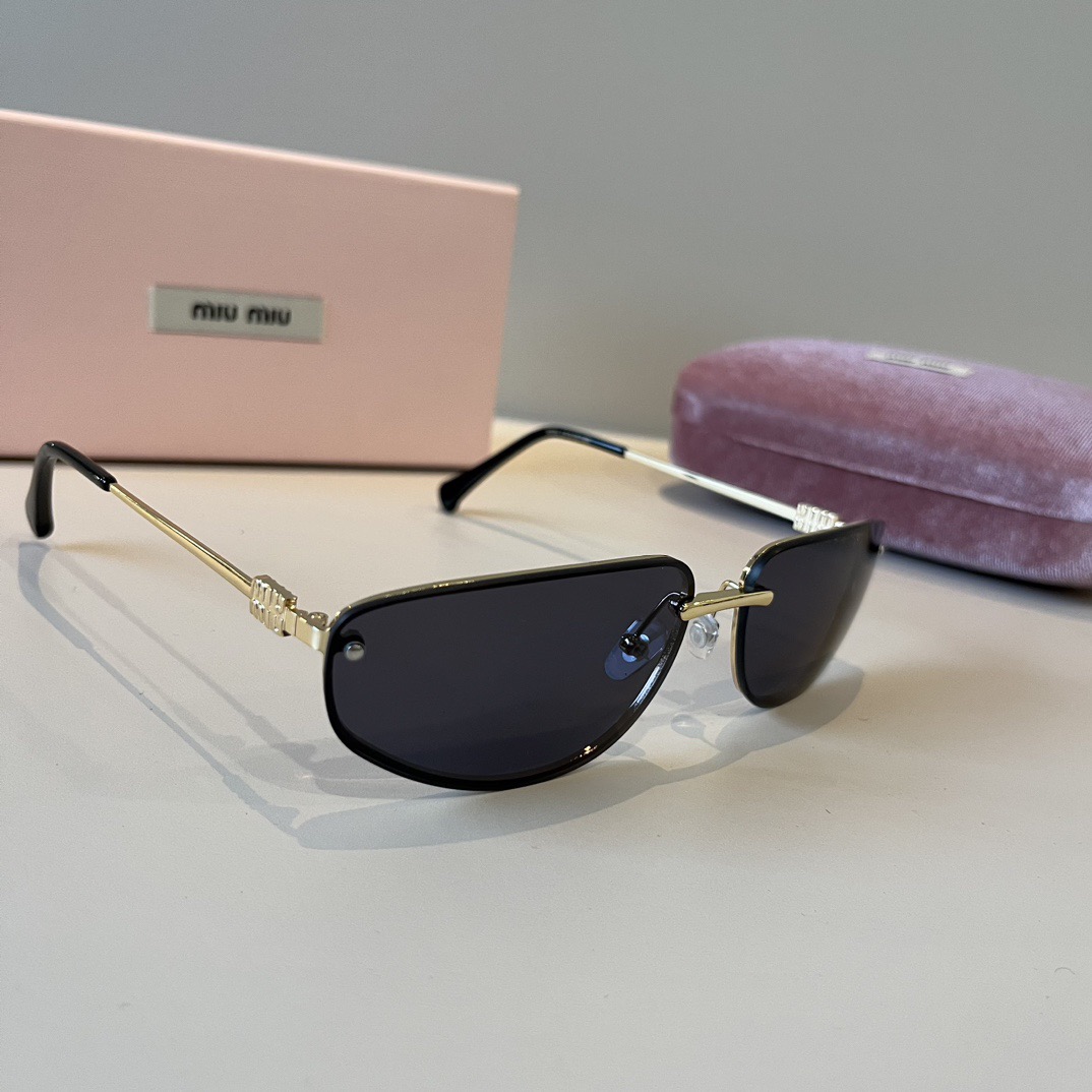 MIU MIU Designer Sunglasses Men For Women Oval Frame Metal Mirror Legs Sunglasses Retro Frame Sexy Little Women Fashion Luxury Glasses With Box