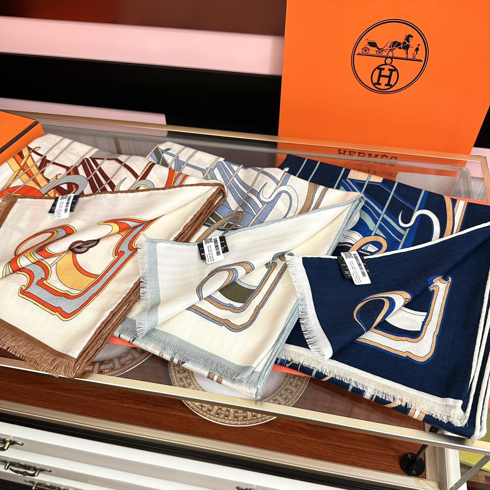 Hermes Designer Scarf Silk Wool Viscose Fiber Cotton Blend Women Fashion Silks Scarf Designers Scarves Luxury Silk Color-Blocking Fringed Edges With Box