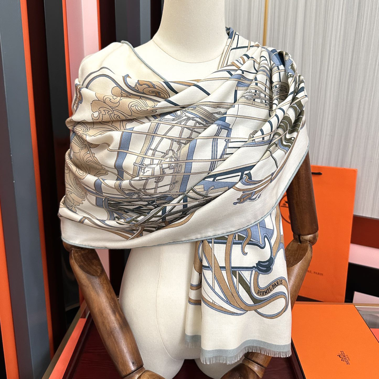 Hermes Designer Scarf Silk Wool Viscose Fiber Cotton Blend Women Fashion Silks Scarf Designers Scarves Luxury Silk Color-Blocking Fringed Edges With Box