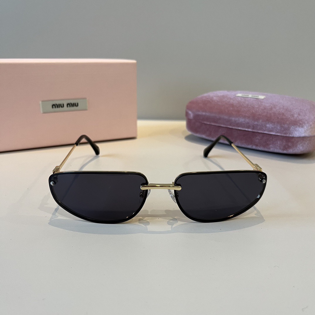 MIU MIU Designer Sunglasses Men For Women Oval Frame Metal Mirror Legs Sunglasses Retro Frame Sexy Little Women Fashion Luxury Glasses With Box