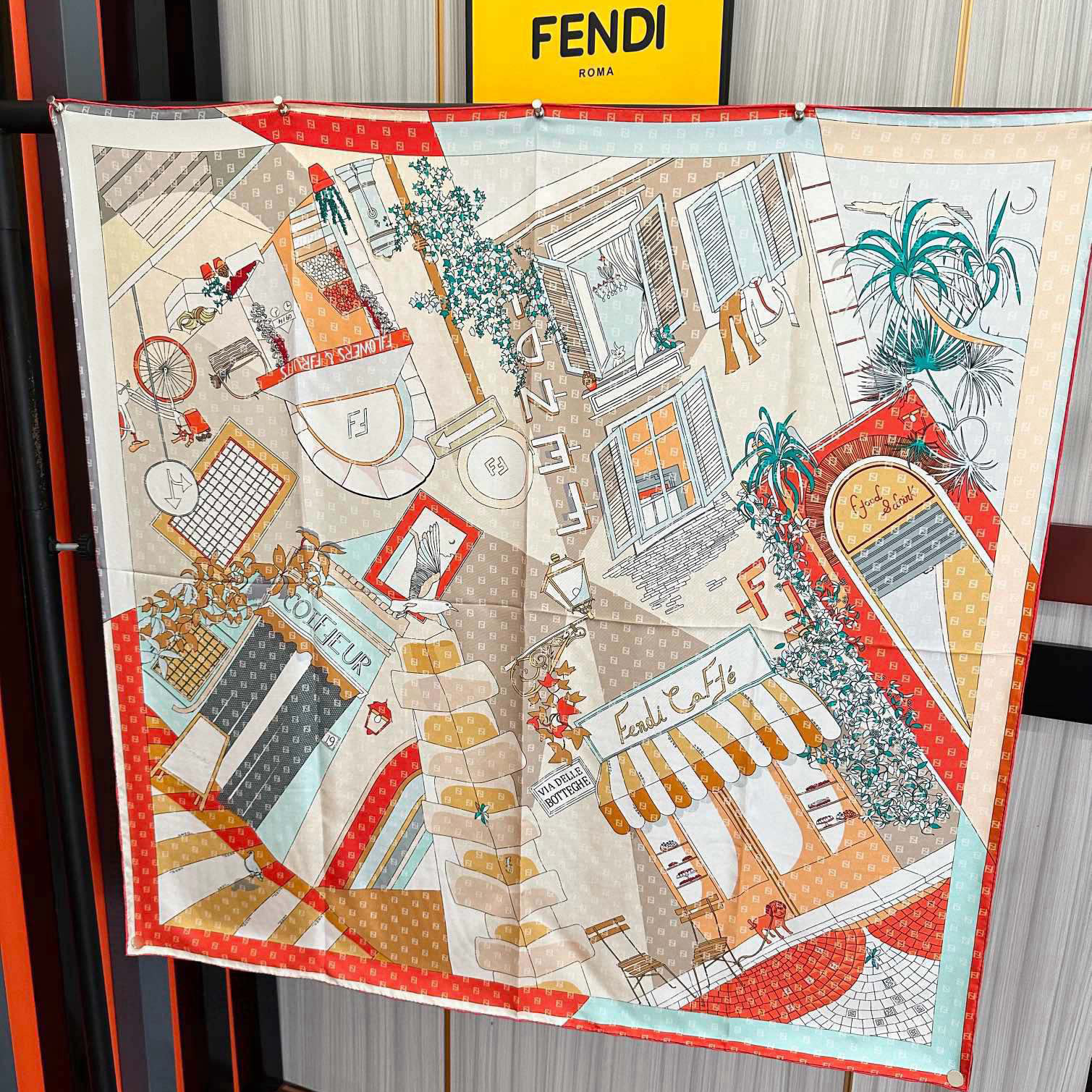 FENDI Designer Silk Scarf For Women Luxurious Scarf High End Classic Print Pattern Designer Shawl Scarves New Gift Easy To Match Soft Touch Silk Color-Blocking Fringed Edges With Box