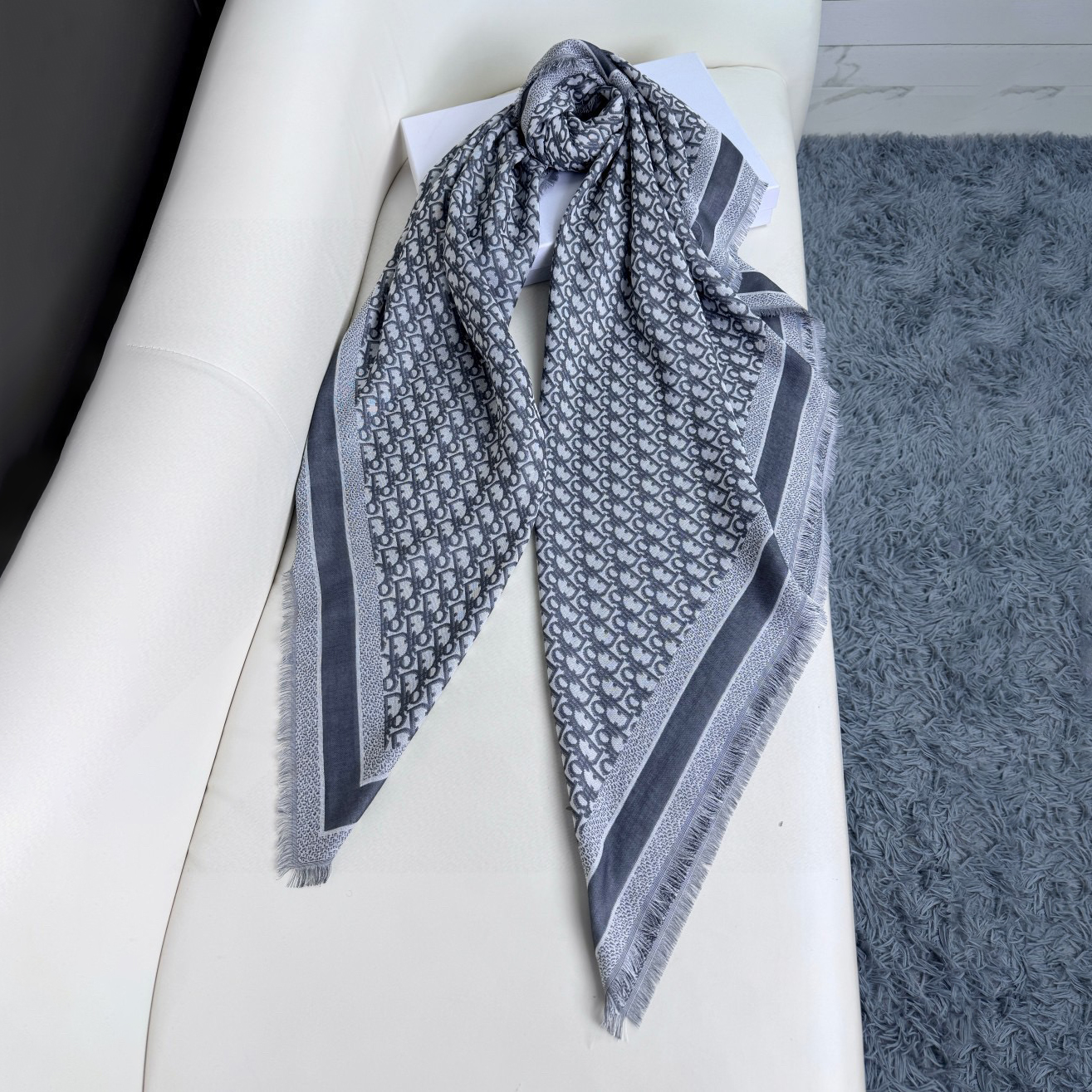 Dior Designer Scarf Silk Wool Viscose Fiber Cotton Blend Women Fashion Silks Scarf Designers Scarves Luxury Silk Color-Blocking Fringed Edges With Box