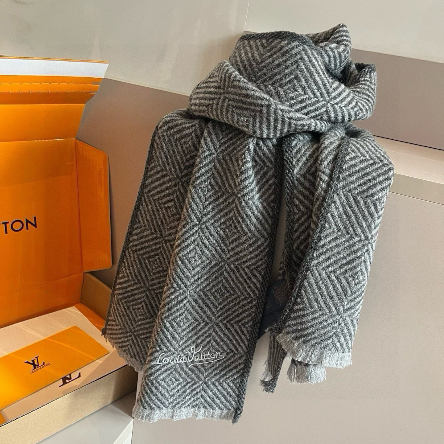 LV Designer Scarf Cashmere Scarf Designers Tassels Sjaal Plaid Fashion Classic Scarf Womens Luxury Scarfs With Box