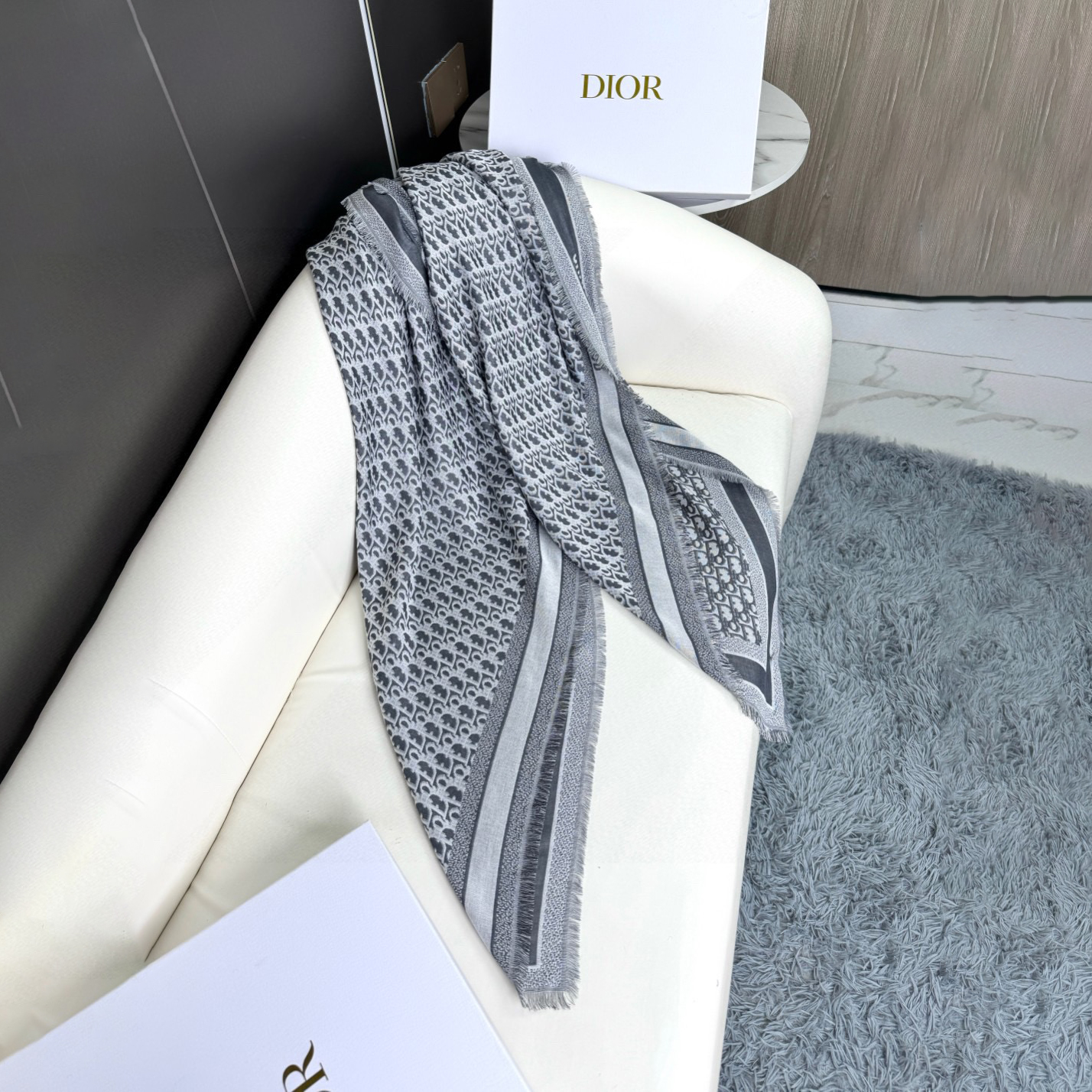 Dior Designer Scarf Silk Wool Viscose Fiber Cotton Blend Women Fashion Silks Scarf Designers Scarves Luxury Silk Color-Blocking Fringed Edges With Box