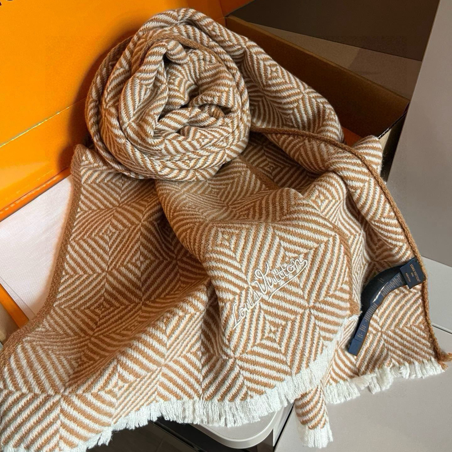 LV Designer Scarf Cashmere Scarf Designers Tassels Sjaal Plaid Fashion Classic Scarf Womens Luxury Scarfs With Box