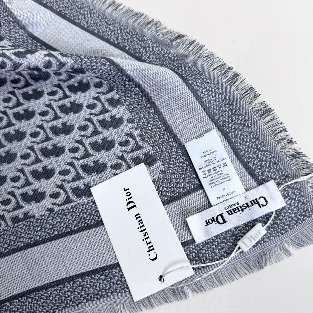 Dior Designer Scarf Silk Wool Viscose Fiber Cotton Blend Women Fashion Silks Scarf Designers Scarves Luxury Silk Color-Blocking Fringed Edges With Box