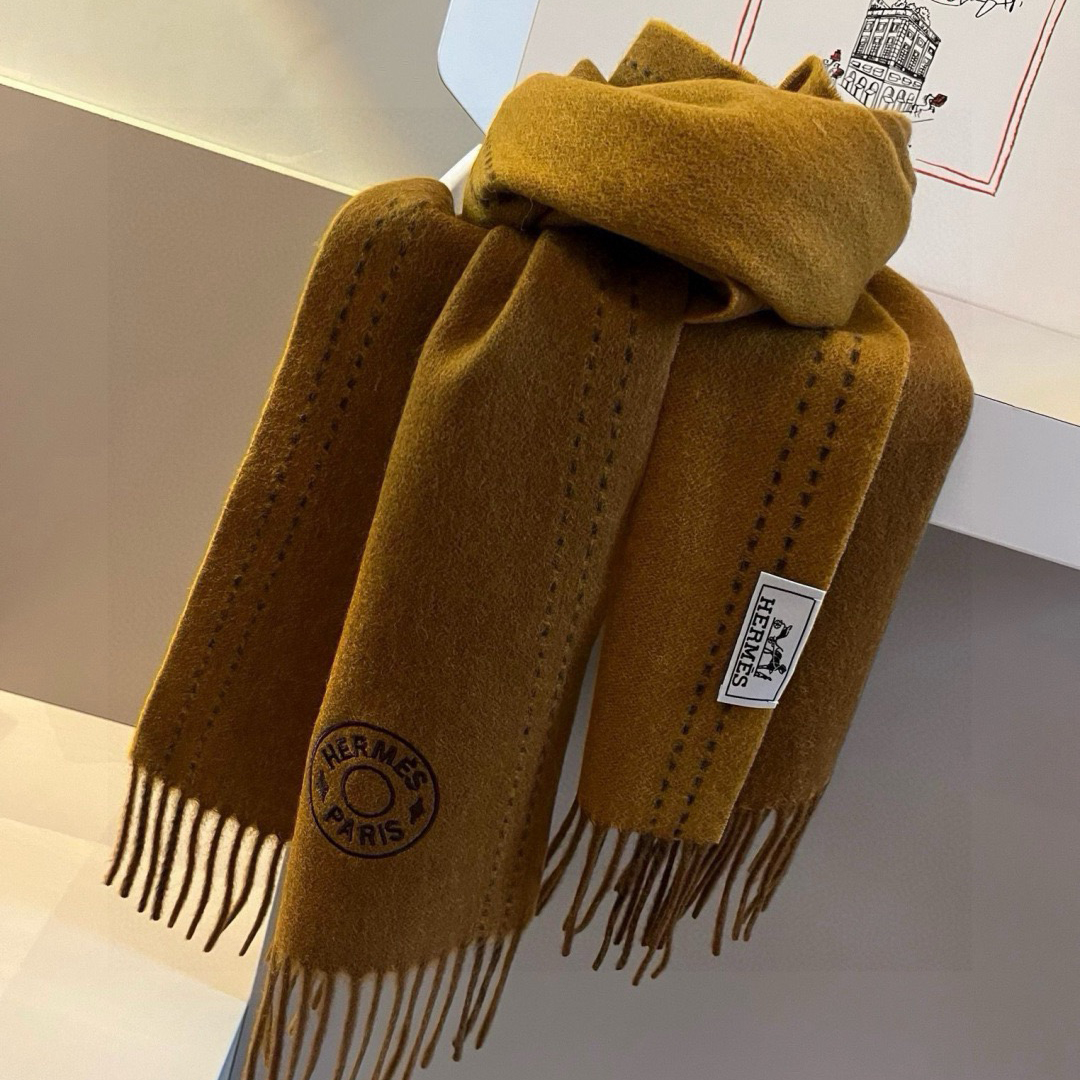 Hermes Designer Scarf Cashmere Scarf Women's Long Shawl Soft And Comfortable Luxury Double Sided Tassel Scarf Letter Tassel Shawl Unisex Scarf With Box