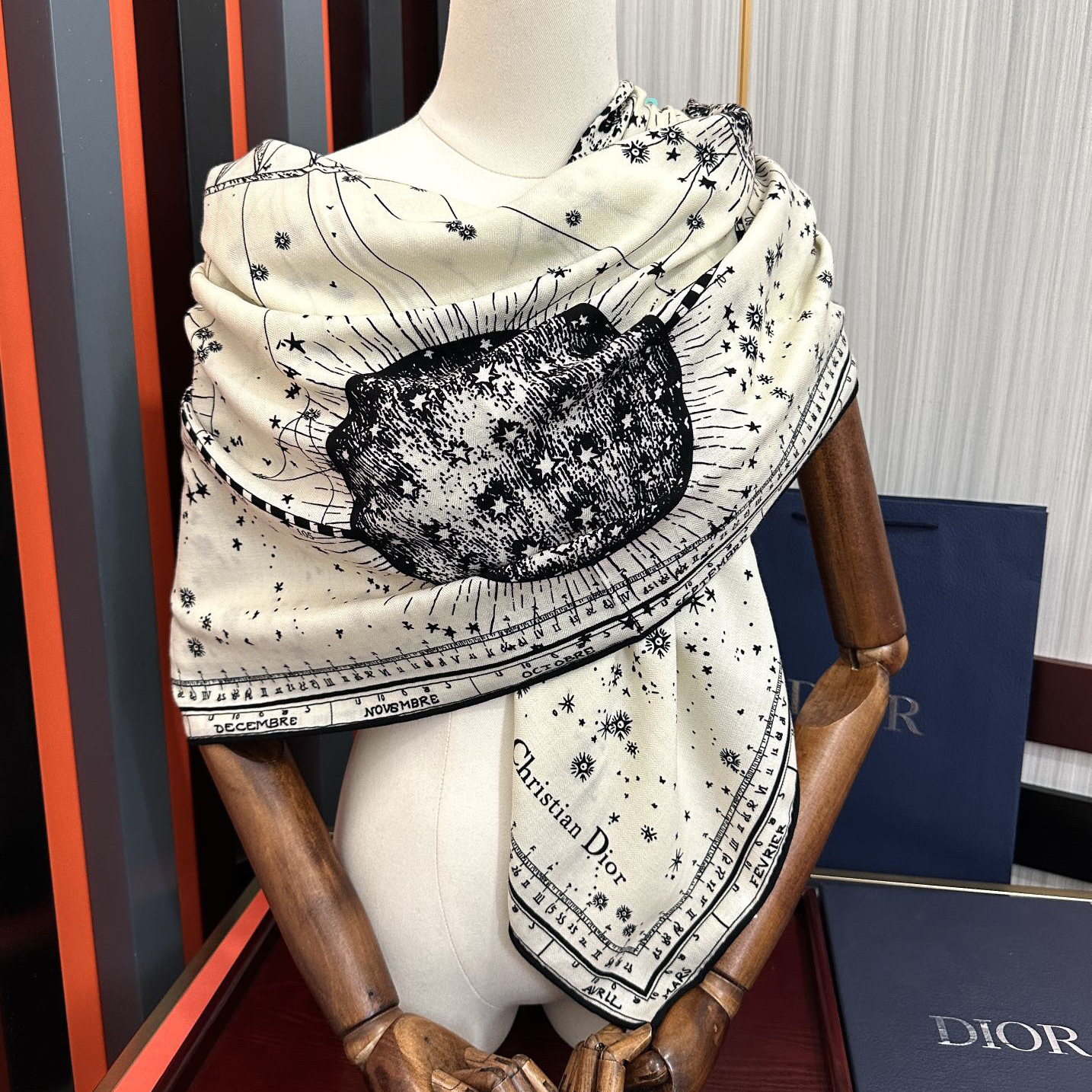Dior Designer Scarf Silk Wool Viscose Fiber Cotton Blend Women Fashion Silks Scarf Designers Scarves Luxury Silk Color-Blocking Fringed Edges With Box