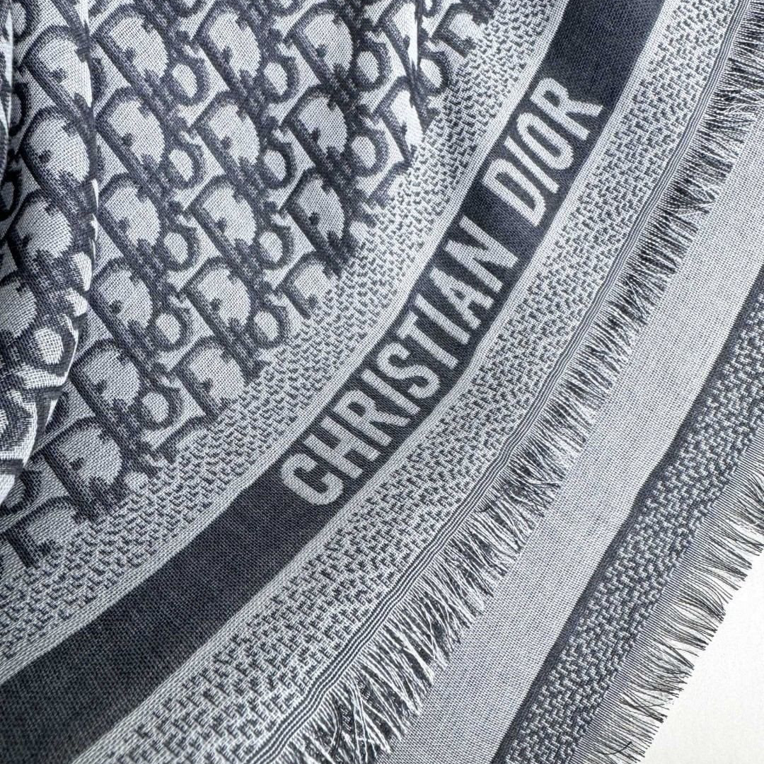 Dior Designer Scarf Silk Wool Viscose Fiber Cotton Blend Women Fashion Silks Scarf Designers Scarves Luxury Silk Color-Blocking Fringed Edges With Box