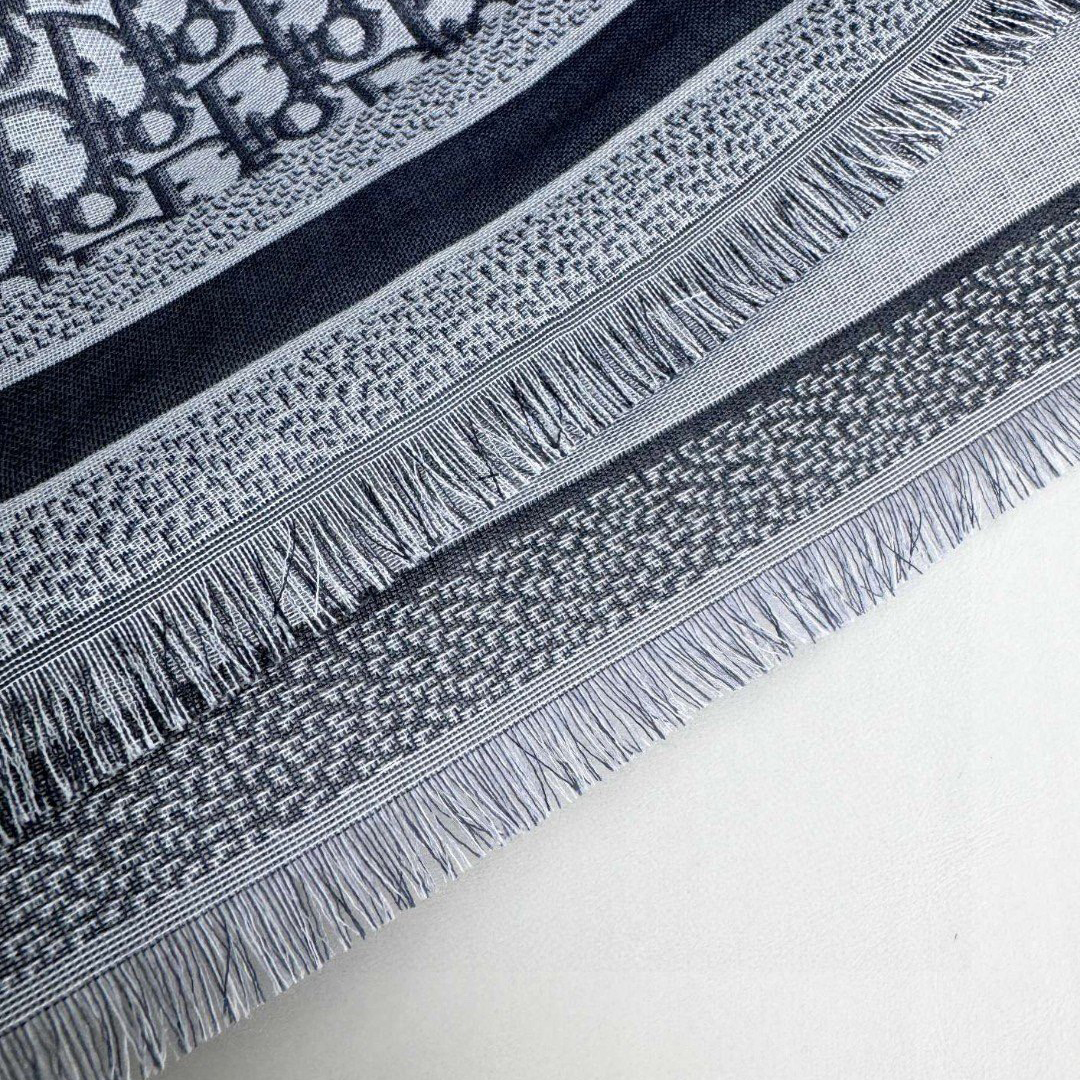Dior Designer Scarf Silk Wool Viscose Fiber Cotton Blend Women Fashion Silks Scarf Designers Scarves Luxury Silk Color-Blocking Fringed Edges With Box