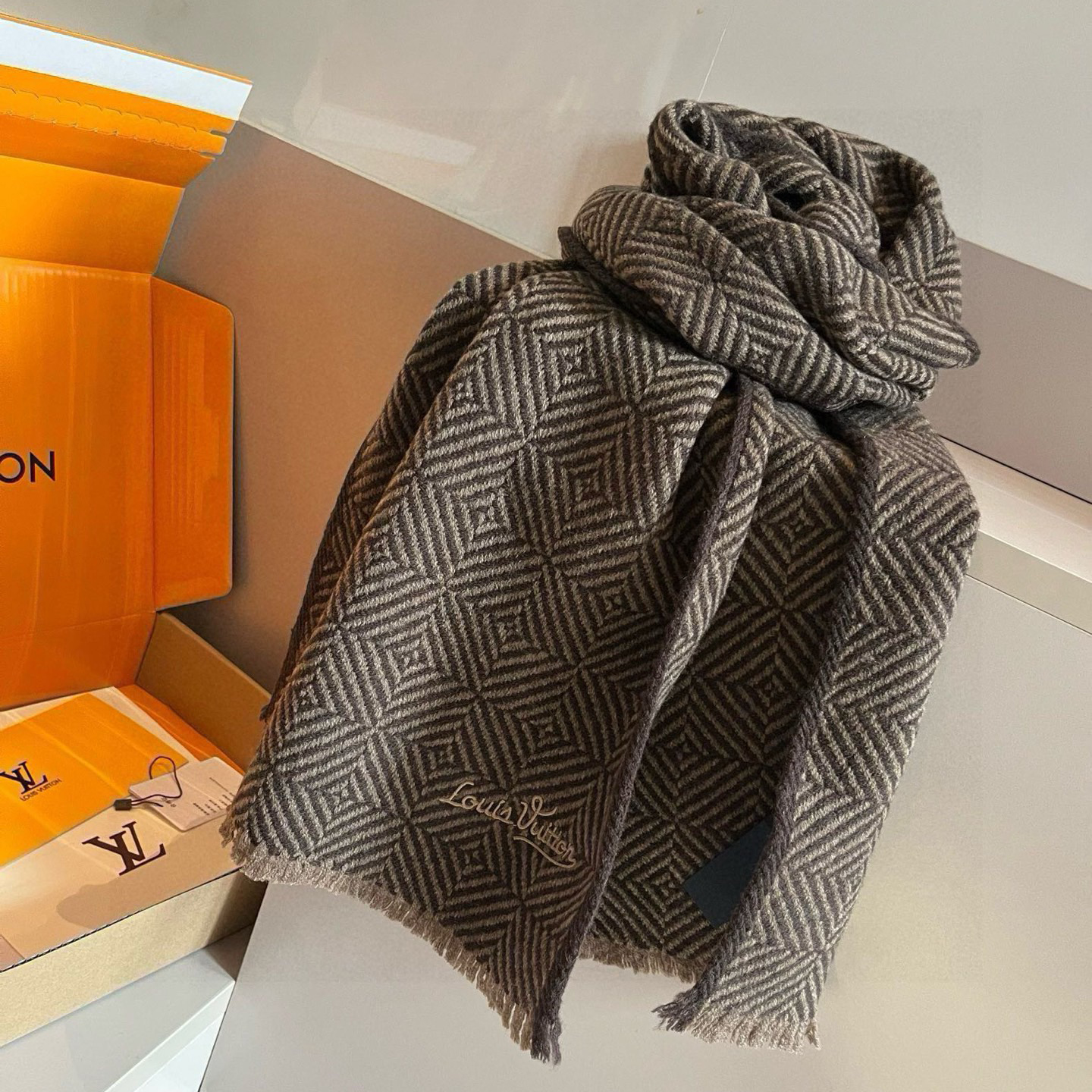 LV Designer Scarf Cashmere Scarf Designers Tassels Sjaal Plaid Fashion Classic Scarf Womens Luxury Scarfs With Box