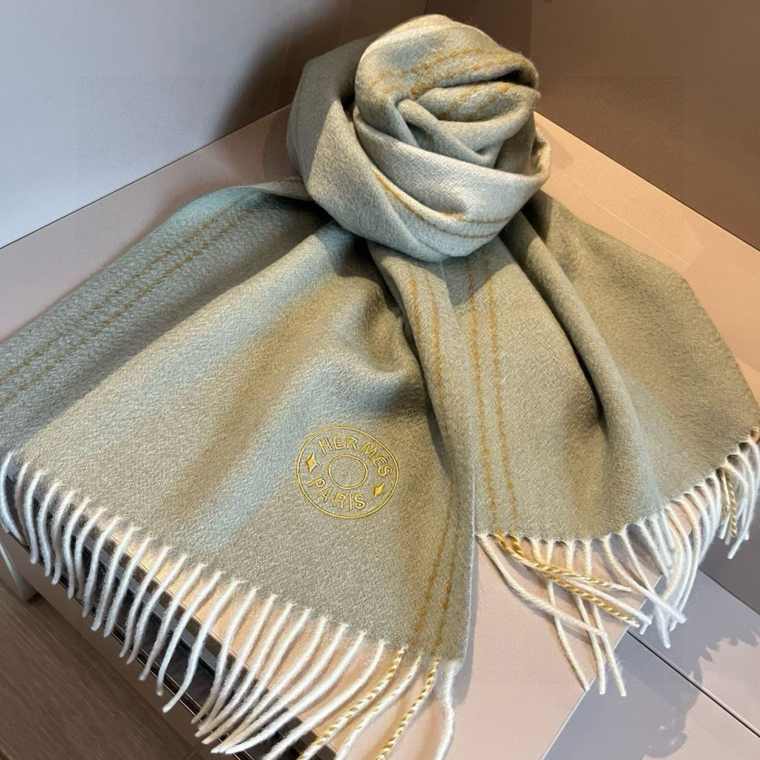 Hermes Designer Scarf Cashmere Scarf Women's Long Shawl Soft And Comfortable Luxury Double Sided Tassel Scarf Letter Tassel Shawl Unisex Scarf With Box