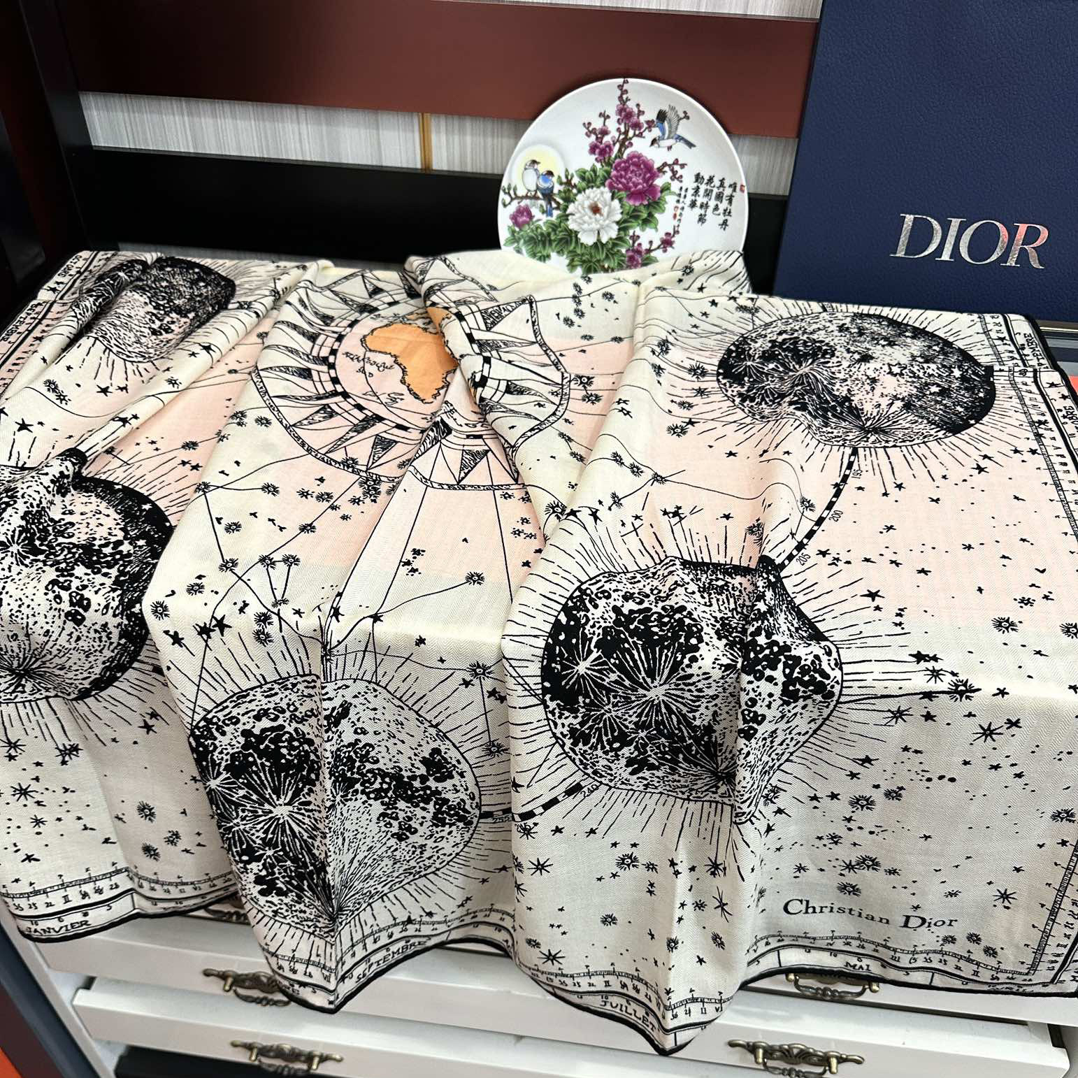 Dior Designer Scarf Silk Wool Viscose Fiber Cotton Blend Women Fashion Silks Scarf Designers Scarves Luxury Silk Color-Blocking Fringed Edges With Box