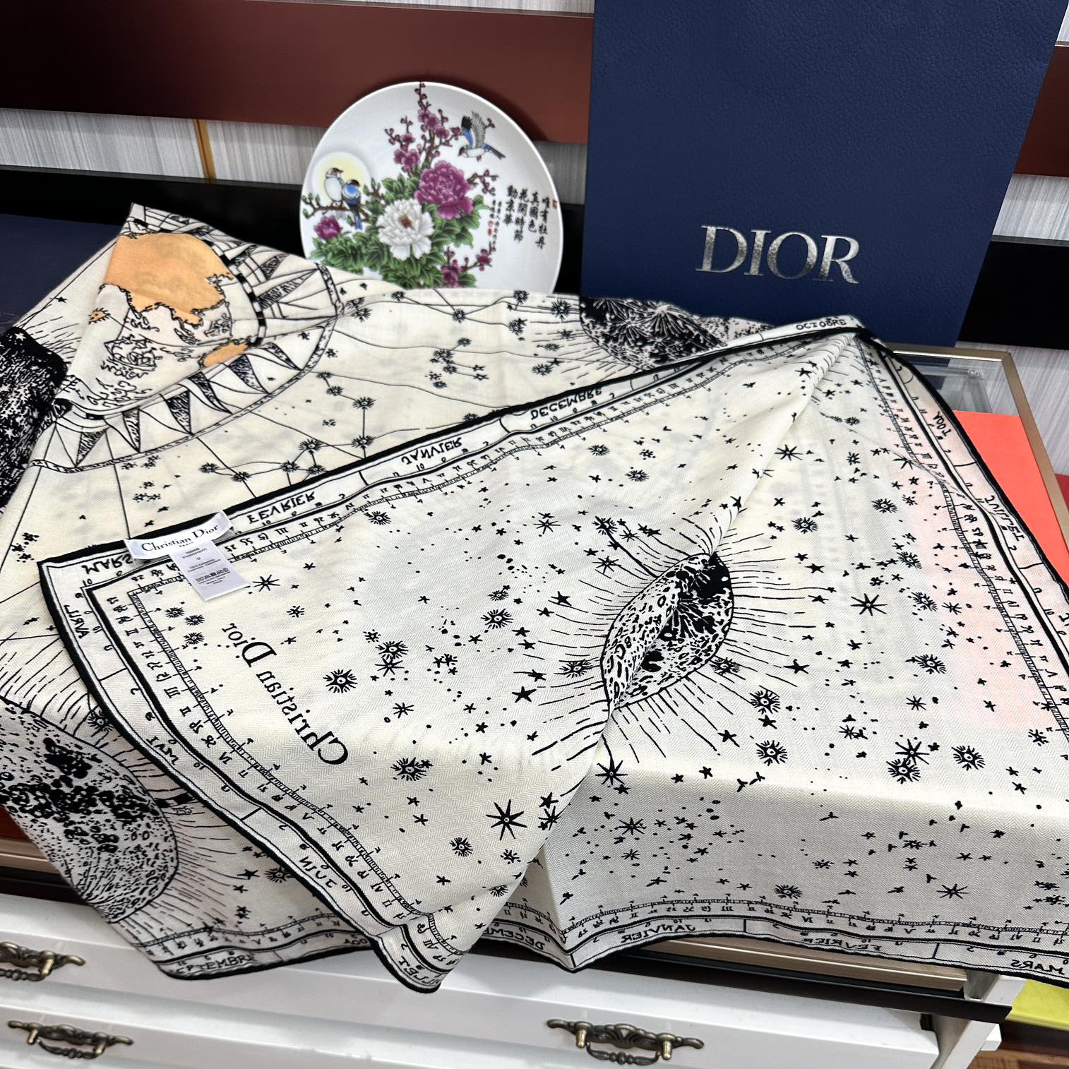 Dior Designer Scarf Silk Wool Viscose Fiber Cotton Blend Women Fashion Silks Scarf Designers Scarves Luxury Silk Color-Blocking Fringed Edges With Box