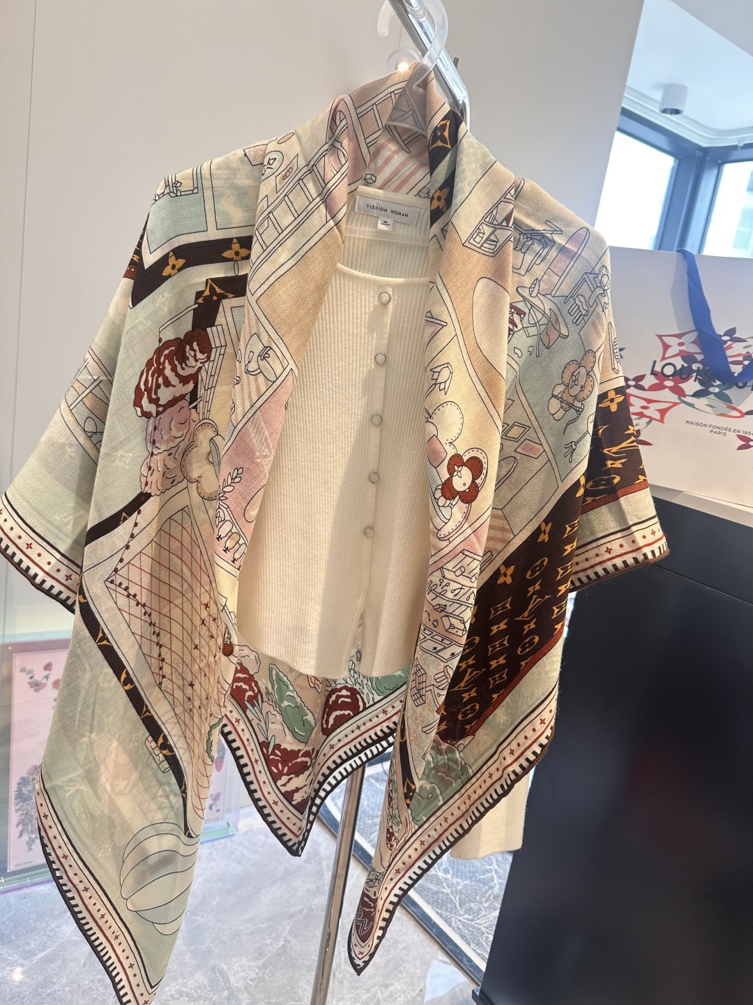 LV Designer Scarf Silk Wool Viscose Fiber Cotton Blend Women Fashion Silks Scarf Designers Scarves Luxury Silk Color-Blocking Fringed Edges With Box