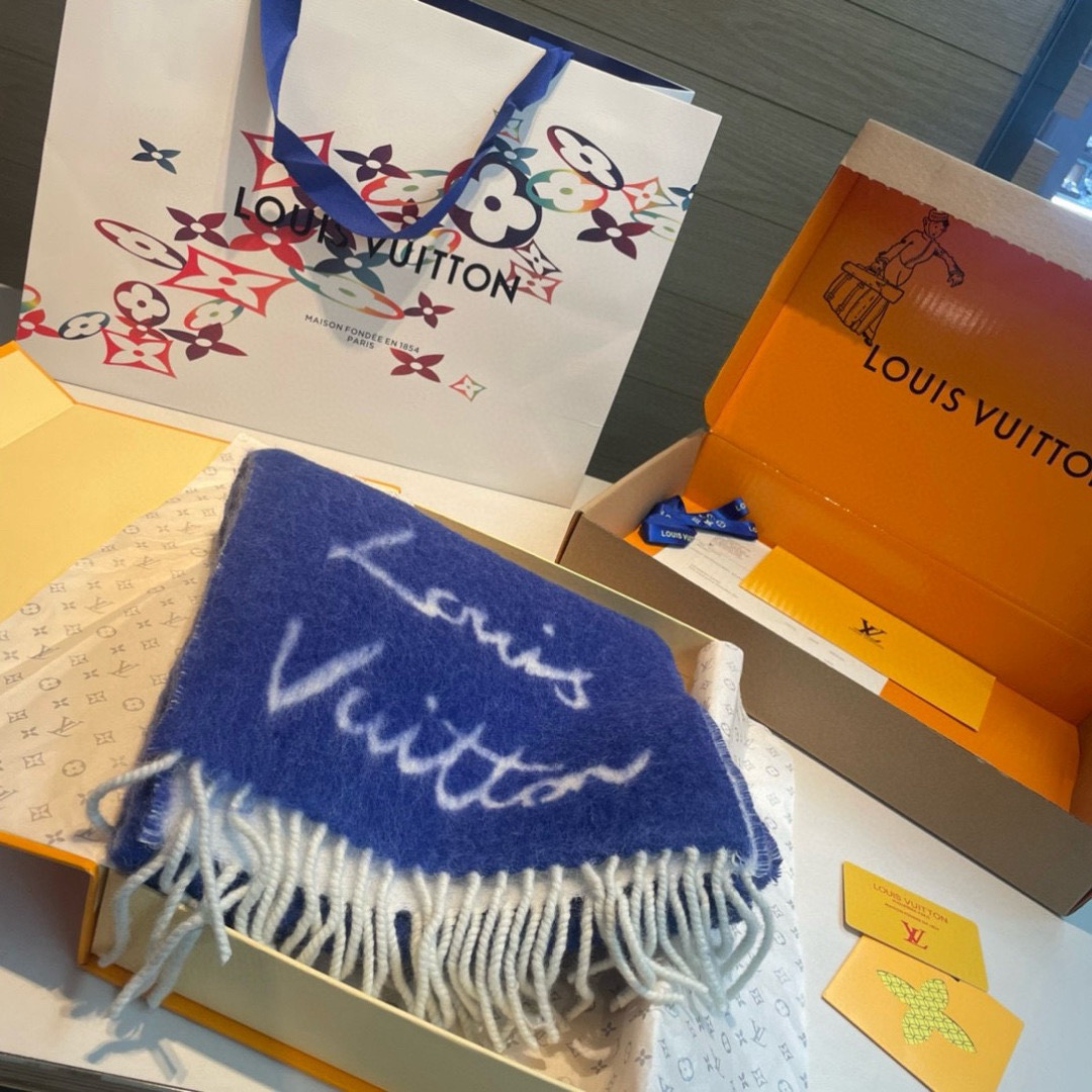 LV Designer Scarf Cashmere Scarf Women's Long Shawl Soft And Comfortable Luxury Double Sided Tassel Scarf Letter Tassel Shawl Unisex Scarf With Box