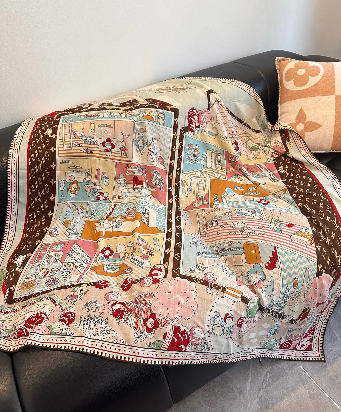 LV Designer Scarf Silk Wool Viscose Fiber Cotton Blend Women Fashion Silks Scarf Designers Scarves Luxury Silk Color-Blocking Fringed Edges With Box