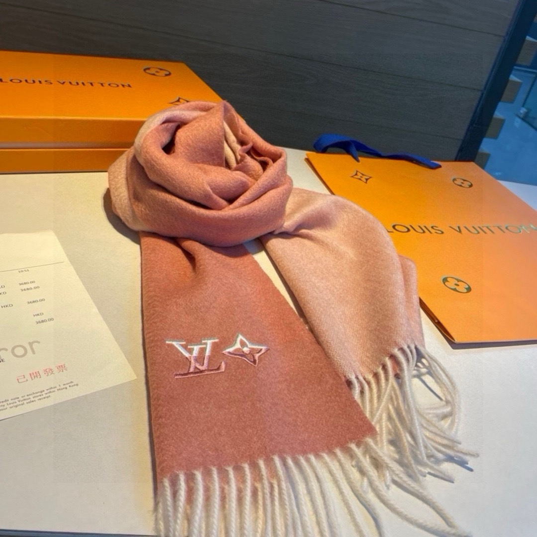 LV Designer Scarf Cashmere Scarf Women's Long Shawl Soft And Comfortable Luxury Double Sided Tassel Scarf Letter Tassel Shawl Unisex Scarf With Box