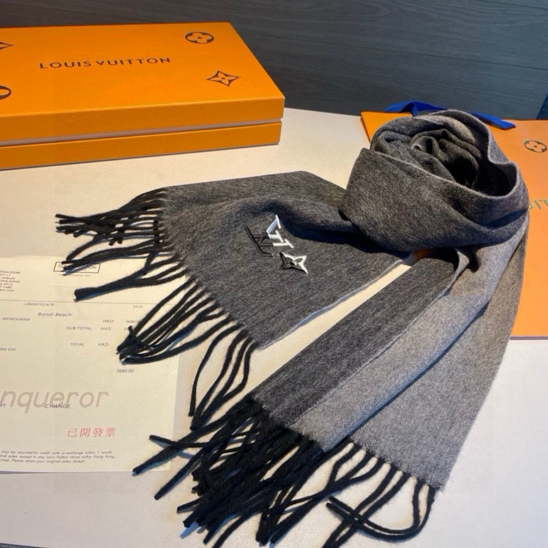 LV Designer Scarf Cashmere Scarf Women's Long Shawl Soft And Comfortable Luxury Double Sided Tassel Scarf Letter Tassel Shawl Unisex Scarf With Box