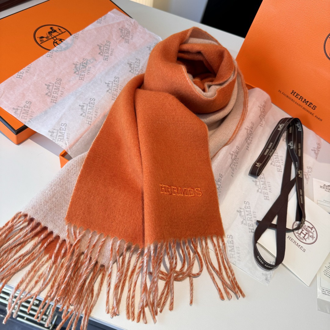 Hermes Designer Scarf Cashmere Scarf Women's Long Shawl Soft And Comfortable Luxury Double Sided Tassel Scarf Letter Tassel Shawl Unisex Scarf With Box