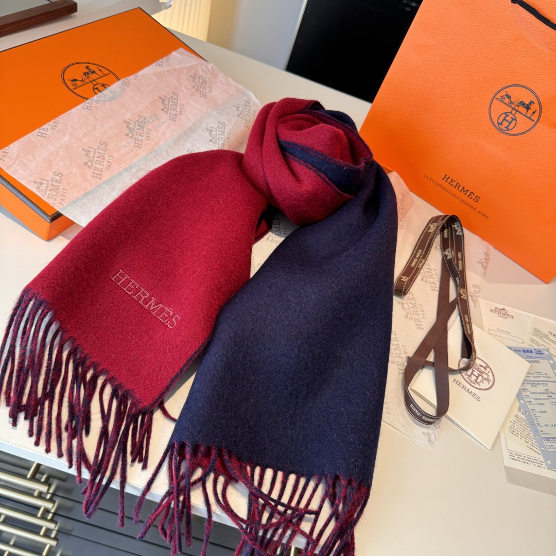 Hermes Designer Scarf Cashmere Scarf Women's Long Shawl Soft And Comfortable Luxury Double Sided Tassel Scarf Letter Tassel Shawl Unisex Scarf With Box