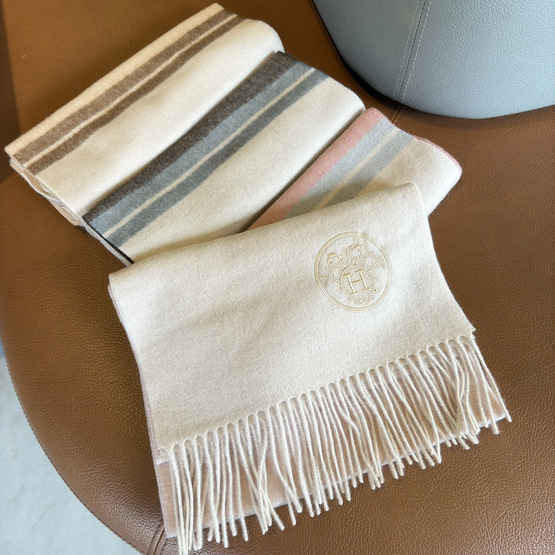 Hermes Designer Silk Scarf For Women Luxurious Scarf High End Classic Solid Pattern Designer Shawl Scarves New Gift Easy To Match Soft Touch Color-Blocking Fringed Edges With Box