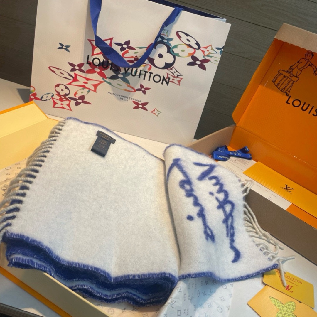 LV Designer Scarf Cashmere Scarf Women's Long Shawl Soft And Comfortable Luxury Double Sided Tassel Scarf Letter Tassel Shawl Unisex Scarf With Box