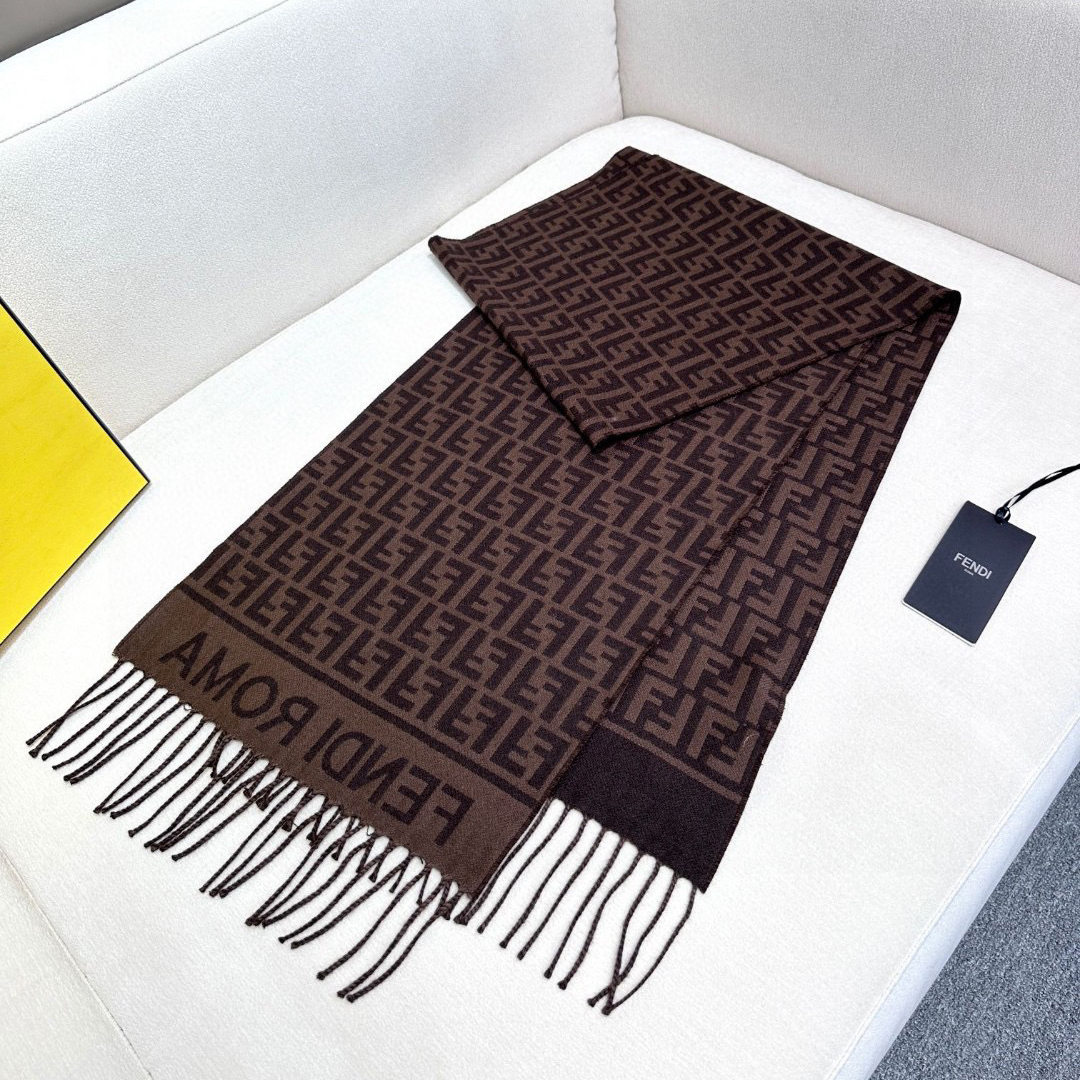 FENDI Designer Scarf Cashmere Scarf Women's Long Shawl Soft And Comfortable Luxury Double Sided Tassel Scarf Letter Tassel Shawl Unisex Scarf With Box