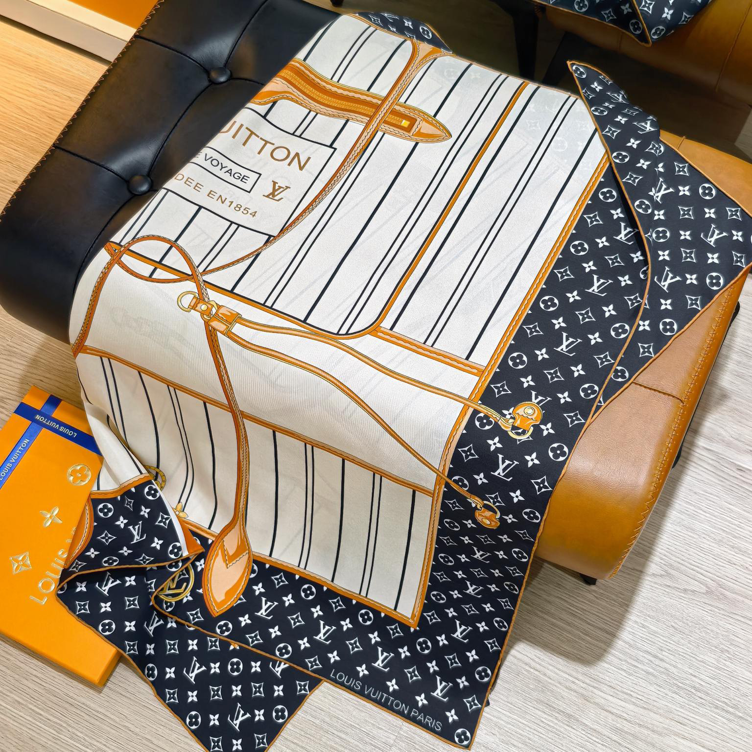 LV Designer Silk Scarf For Women Luxurious Scarf High End Classic Print Pattern Designer Shawl Scarves New Gift Easy To Match Soft Touch Fringed Edges With Box