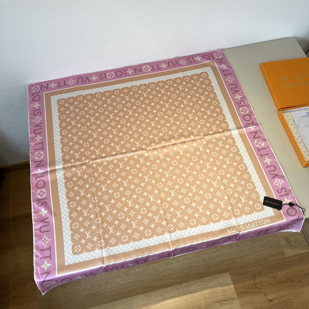 LV Designers Women Silk Fashion Square Scarves Miniature Monogram Pattern Background Luxe Shawl Silk Unisex Scarf With Box