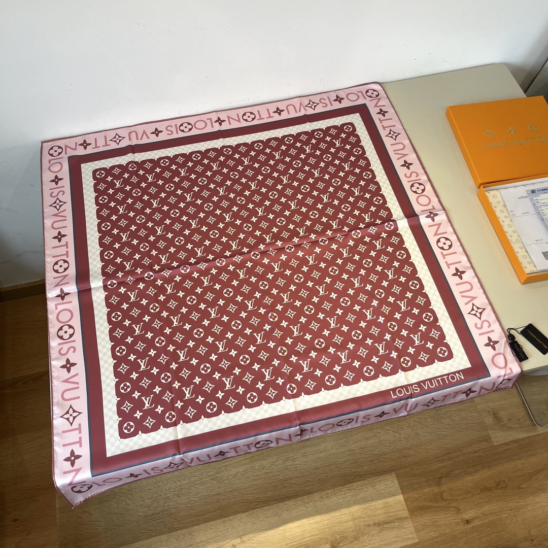 LV Designers Women Silk Fashion Square Scarves Miniature Monogram Pattern Background Luxe Shawl Silk Unisex Scarf With Box